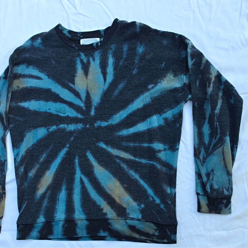 No Boundaries Women's Blue/Black Tie Dye Crewneck Fleece Sweatshirt M #251